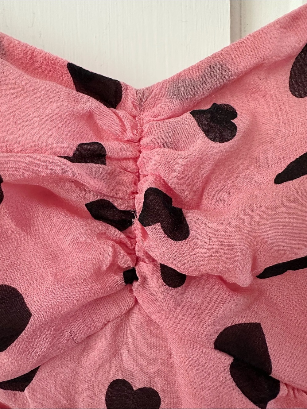 For Love & Lemons Tallulah Swing Mini Dress Silk Pink Hearts Coquette Size S - Picture 16 of 16